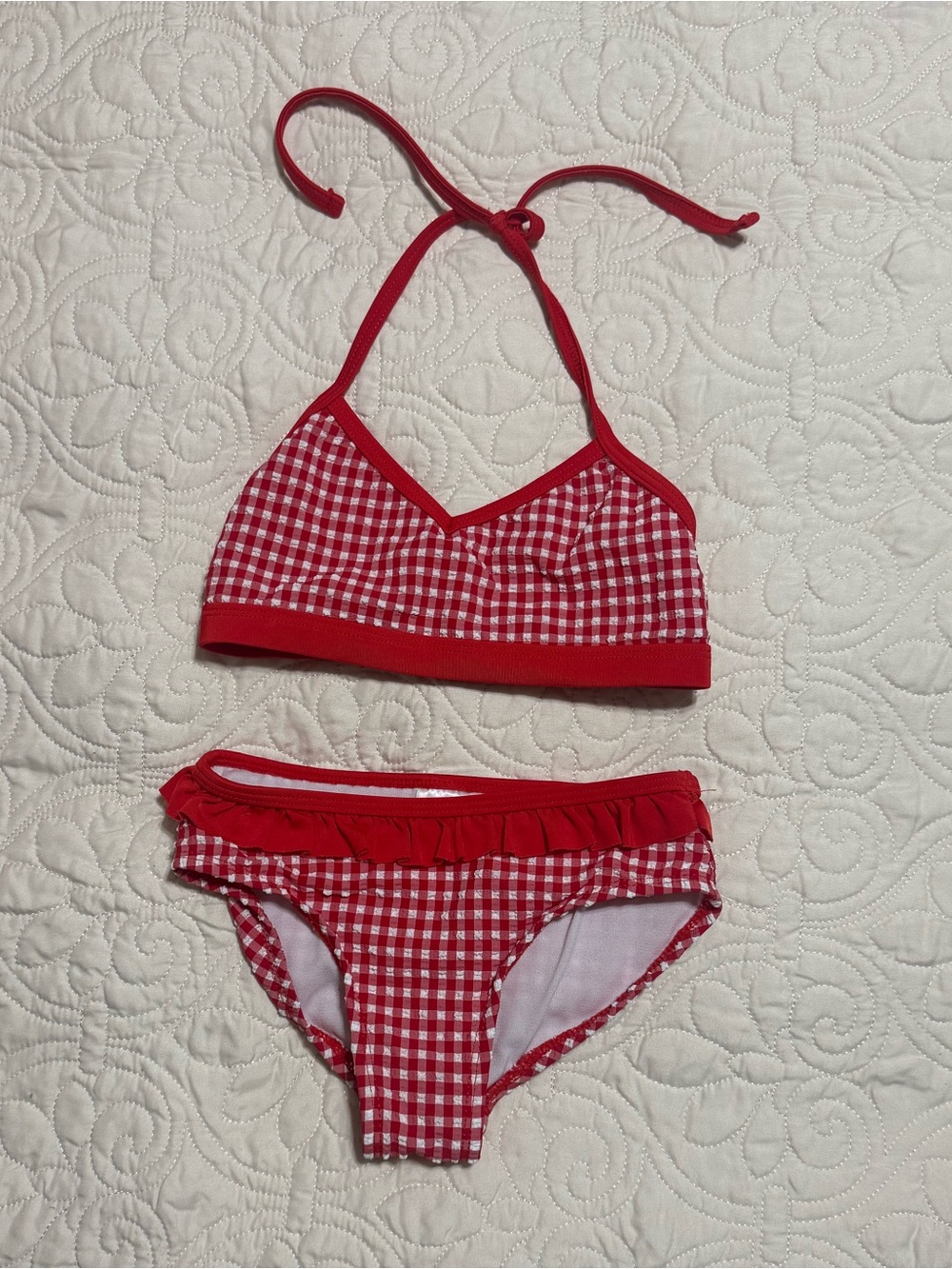 Red and white Gingham toddler xs 4-5 Girls' Two-Piece Swimsuit bikini cat&jack